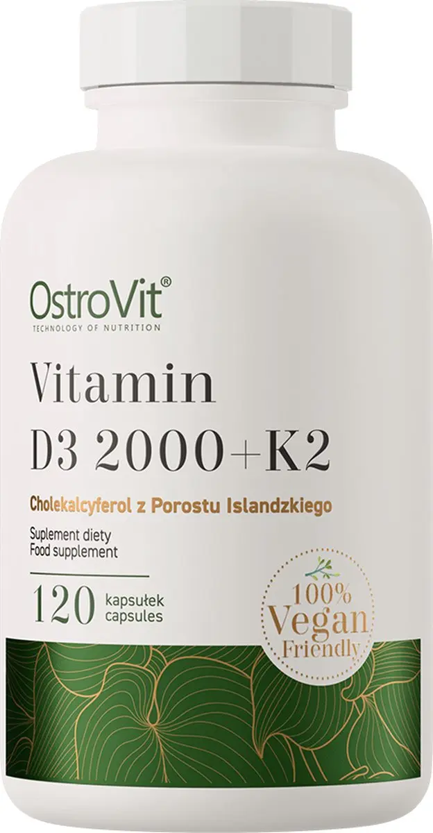 OstroVit Vitamine D3 2000 + K2 VEGE 120 Capsules