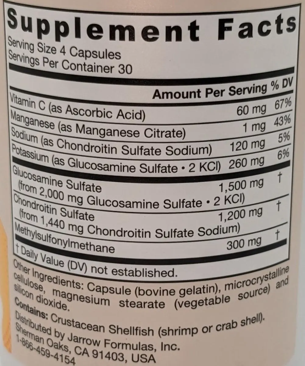 Jarrow Formulas Glucosamine + Chondroitin + MSM 240 Capsules