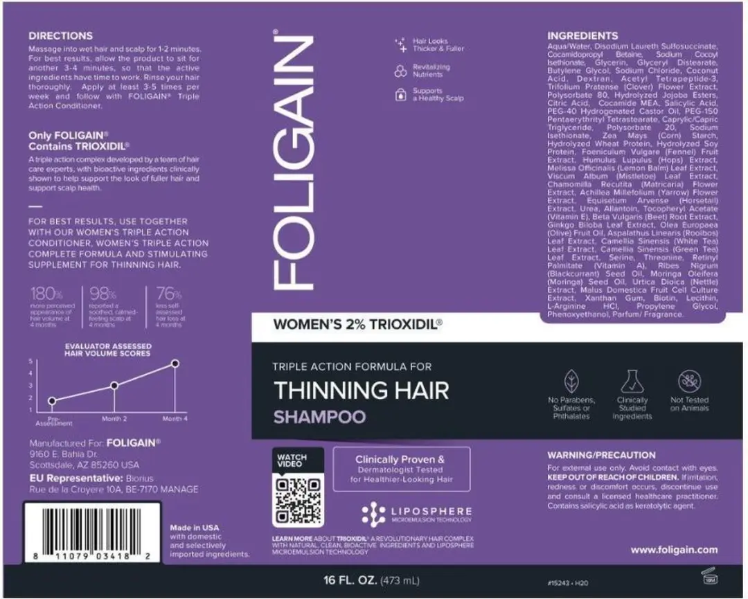 Foligain Anti-Haaruitval Shampoo Vrouwen 473ml