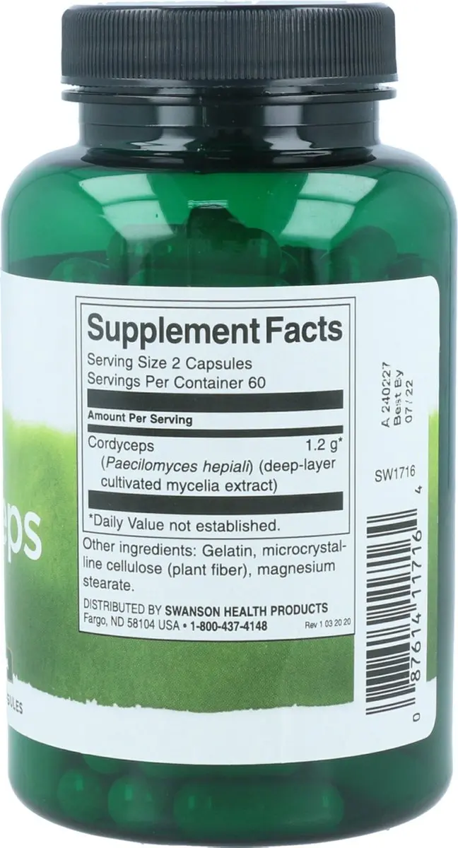 Swanson Cordyceps 600mg Capsules - 120 Stuks