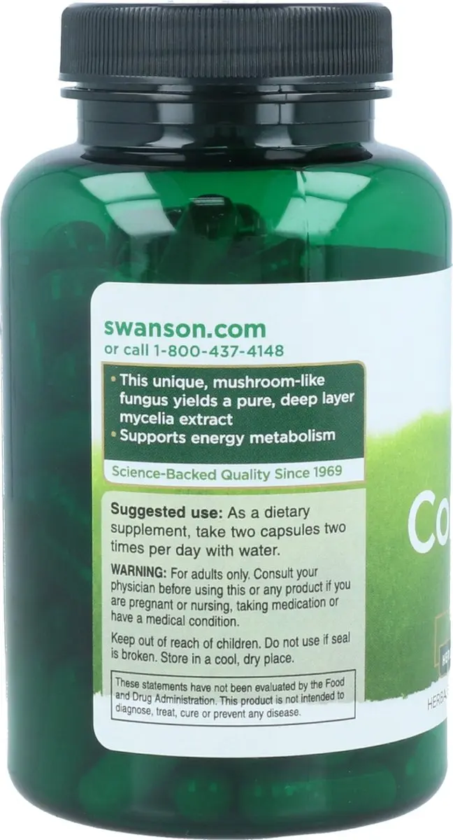Swanson Cordyceps 600mg Capsules - 120 Stuks