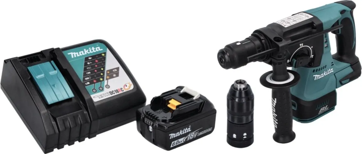 Makita DHR 243 RG1 Accu-boorhamer 18V SDS-plus - 6,0Ah - 1x - afbeelding 2 van 5