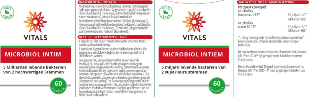 Vitals Microbiol Intiem 60 Capsules - 5 miljard bacteriën