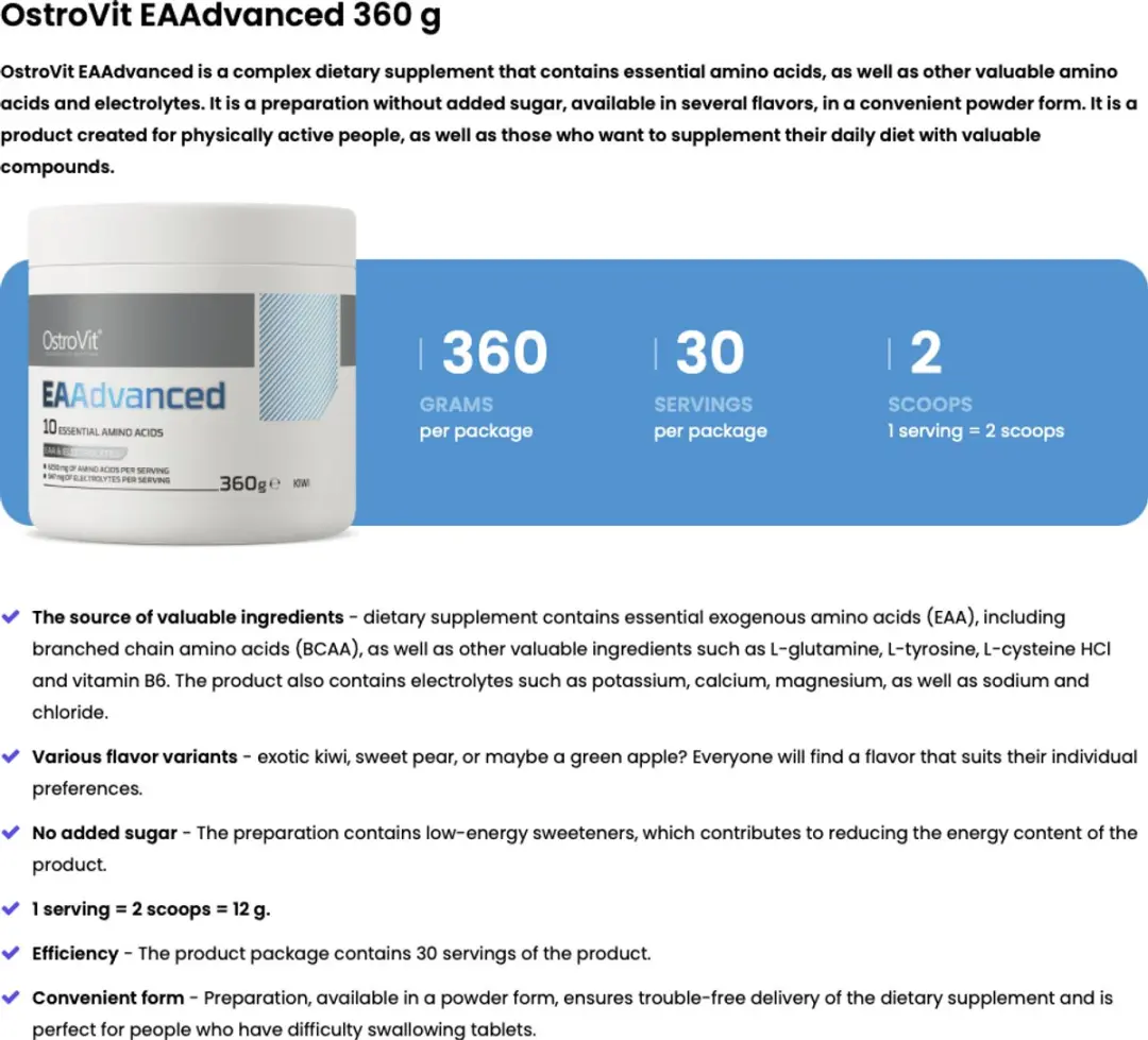 OstroVit EAAdvanced 360g - Pear Smaak