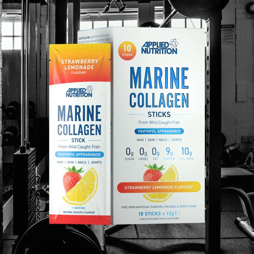 Applied Nutrition Marine Collagen Sticks 120g - 10x12g Aardbei-Limoen