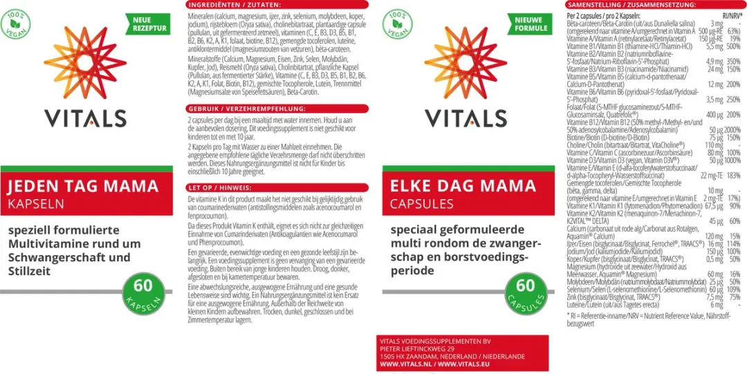 Vitals Elke Dag Mama Multivitamine 60 Capsules