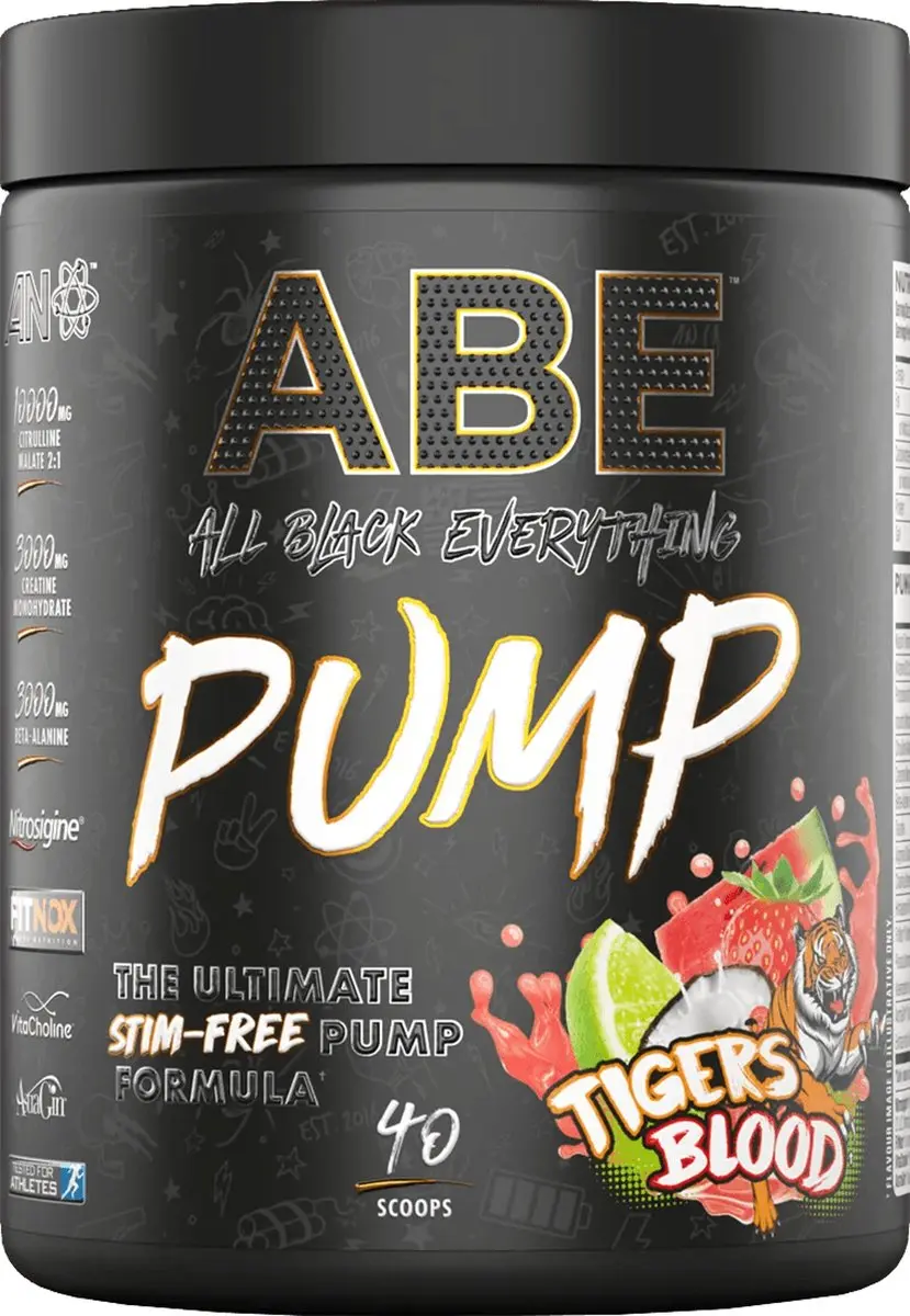 Applied Nutrition ABE Pump Zero Stim Pre-Workout 500g - 40 Doses - Tigers Blood