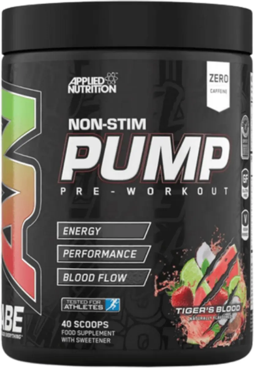 Applied Nutrition ABE Pump Zero Stim Pre-Workout 500g - 40 Doses - Tigers Blood - afbeelding 6 van 6