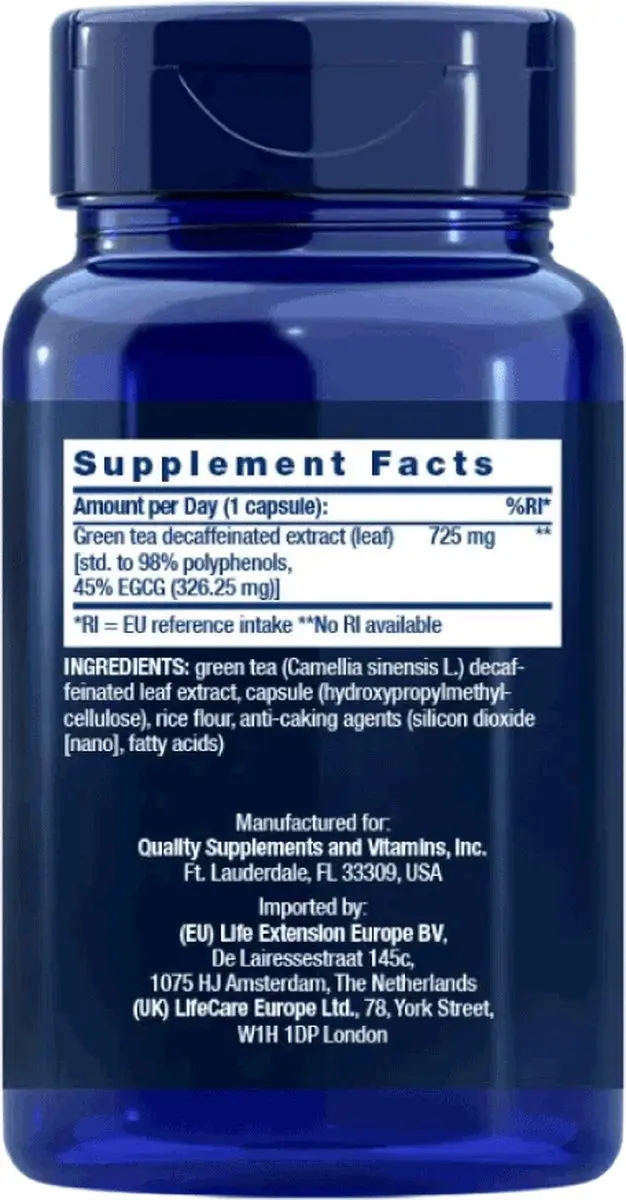 Life Extension Mega Groene Thee Extract 725mg - 100 Capsules