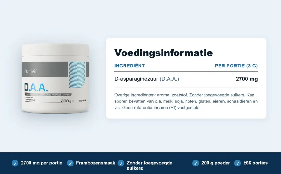 OstroVit D.A.A. D-Asparaginezuur 200g - Framboos