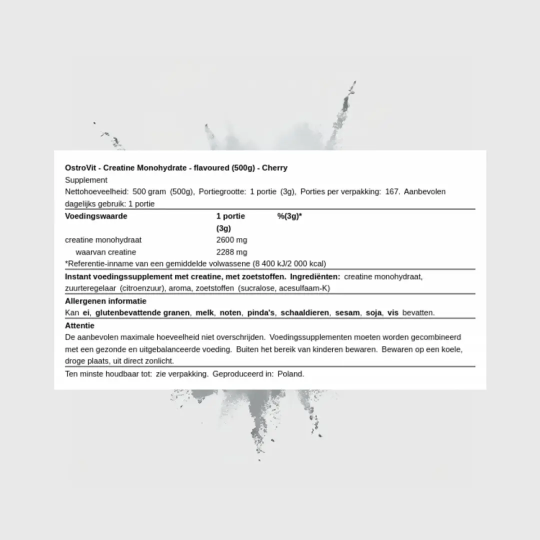 OstroVit Creatine Monohydrate 500g - Kersensmaak