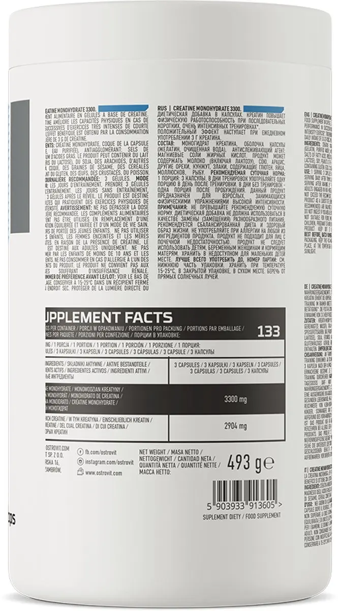 OstroVit Creatine Monohydraat 500g - 400 Capsules