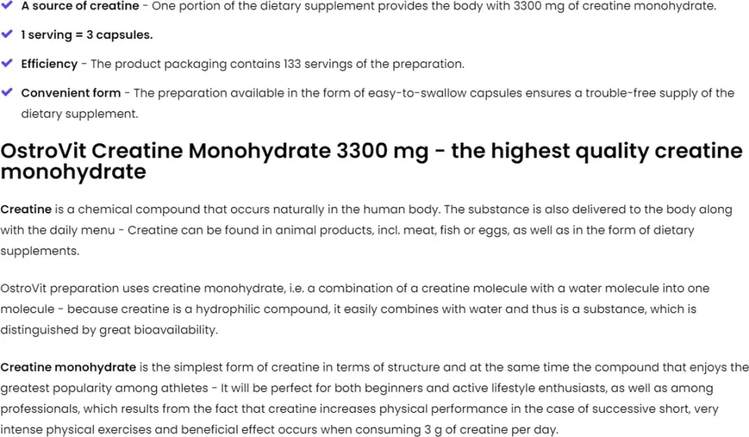 OstroVit Creatine Monohydraat 500g - 400 Capsules