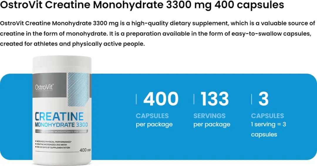 OstroVit Creatine Monohydraat 500g - 400 Capsules