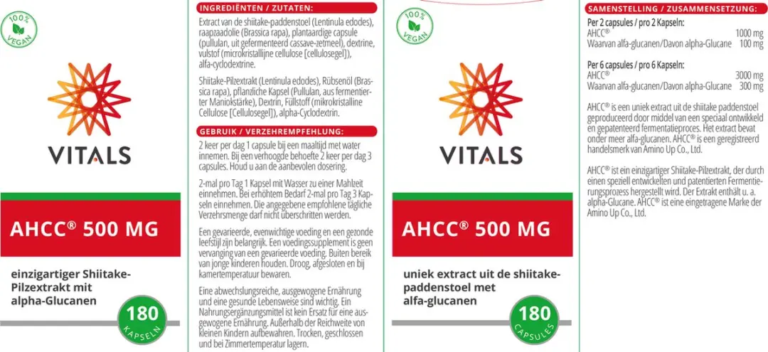 Vitals AHCC 500mg - 180 Capsules
