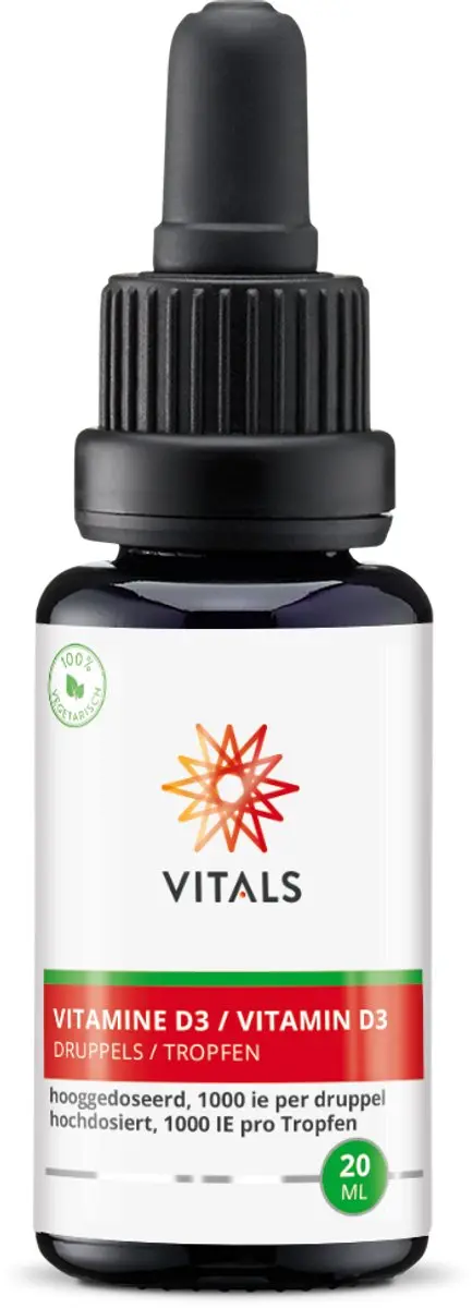 Vitals Vitamine D3 Druppels 1000 IE - 700 Druppels - 20ml