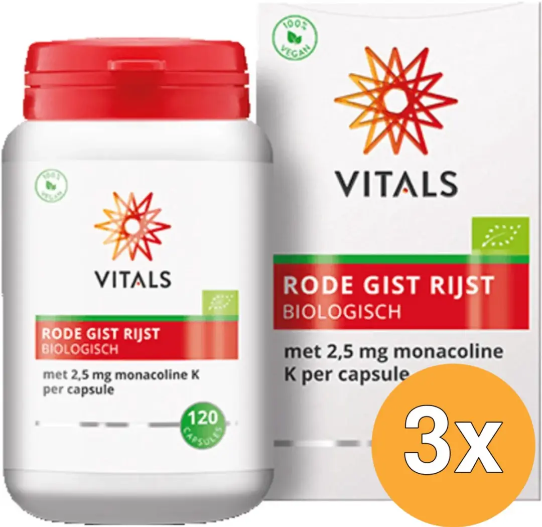 3x Vitals Rode gist rijst (120 capsules)
