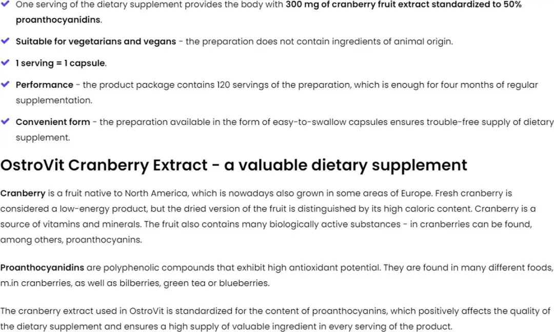 OstroVit Veenbesextract Cranberry 120 Capsules