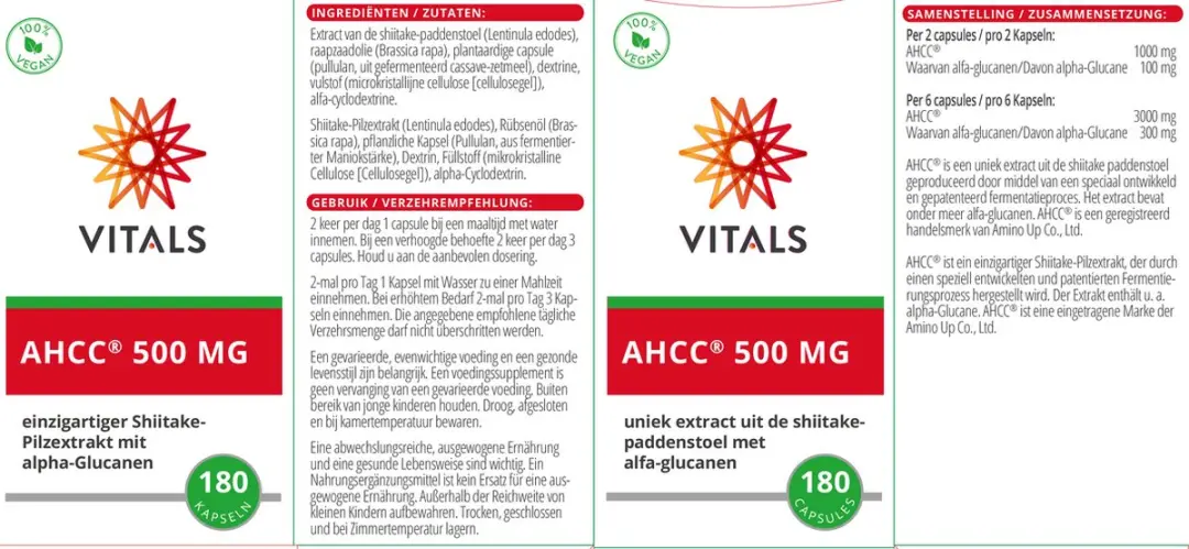 Vitals AHCC 500mg - 60 Capsules