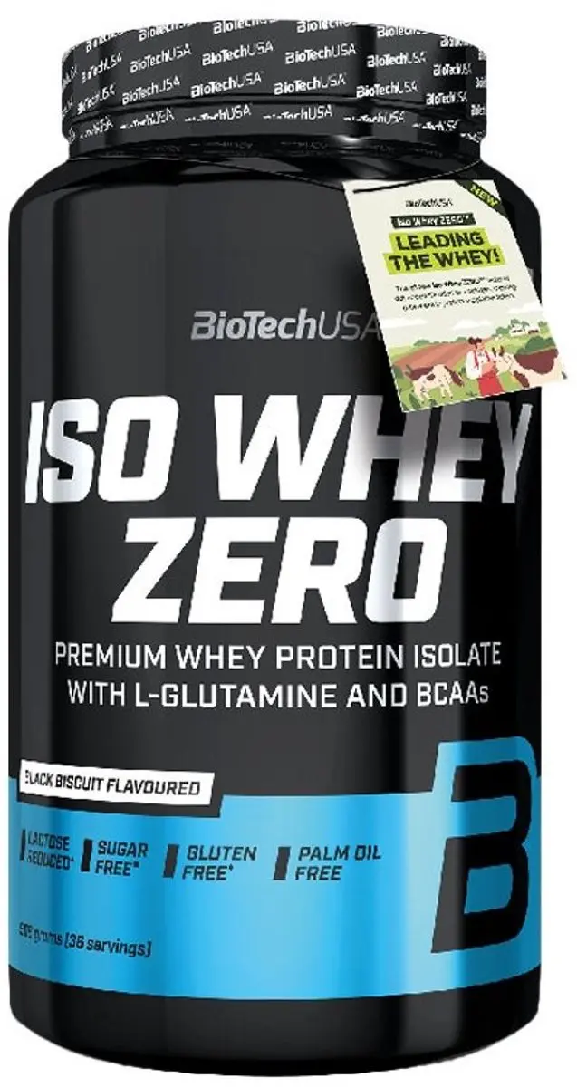 BioTechUSA Iso Whey Zero 908g - Grasgevoerd - Zwart Koekje