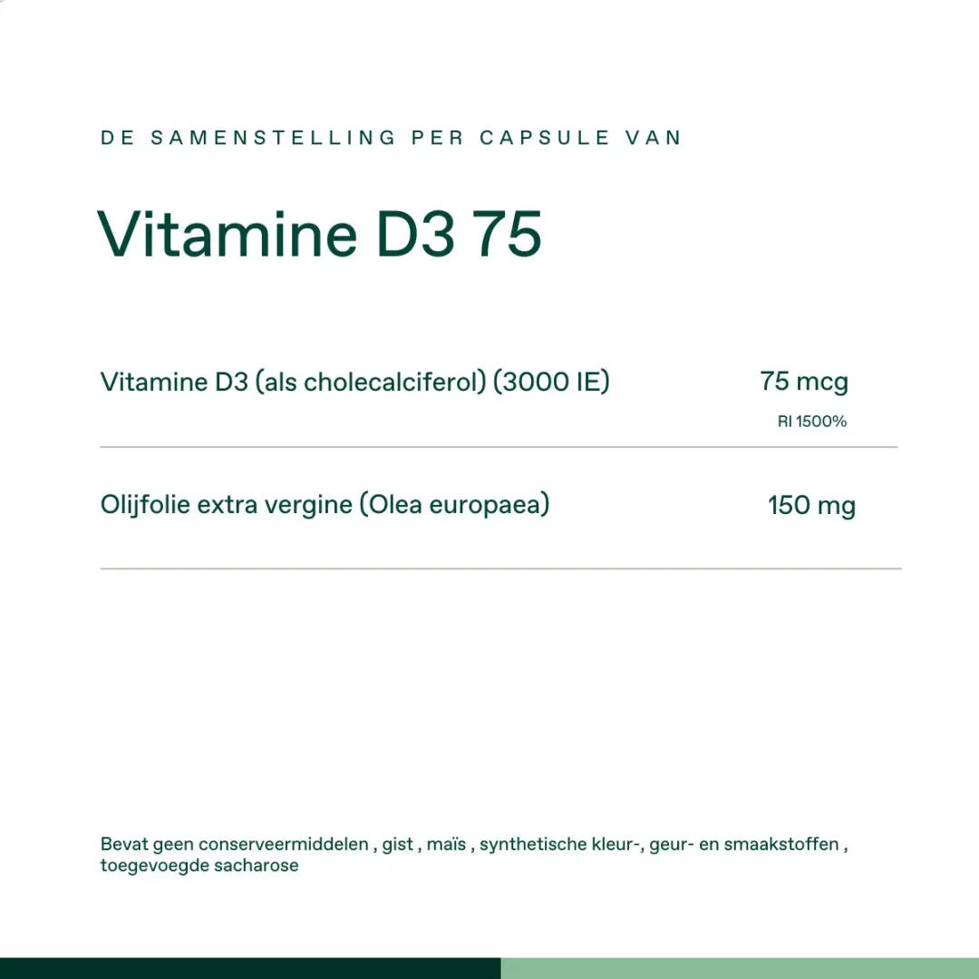 Bonusan Vitamine D3 75 Softgels 75 mcg - Extra Vierge Olijfolie