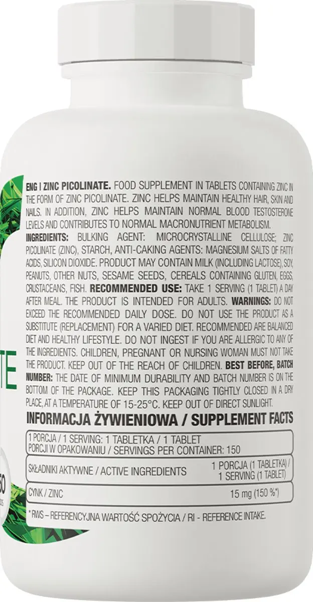 OstroVit Zinc Picolinate 150 Tablets - Pillendoos