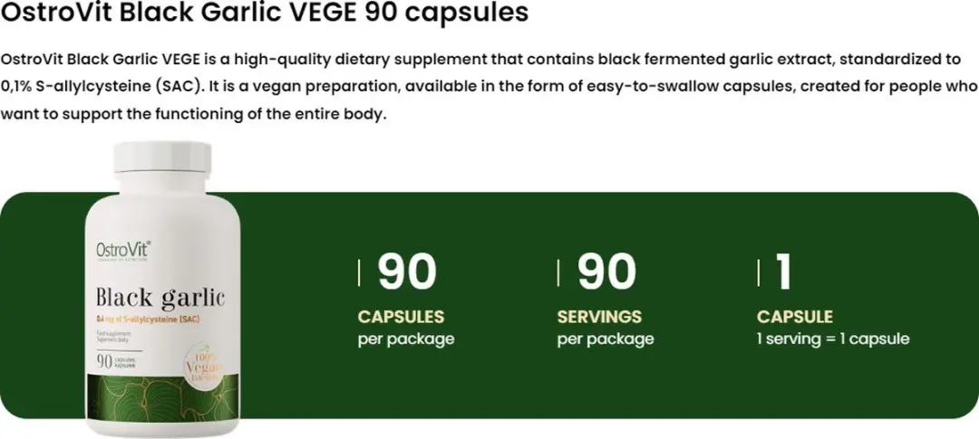 OstroVit Zwarte Knoflook VEGE 90 Capsules