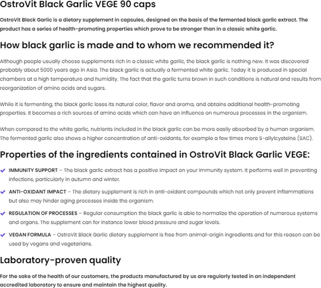 OstroVit Zwarte Knoflook VEGE 90 Capsules