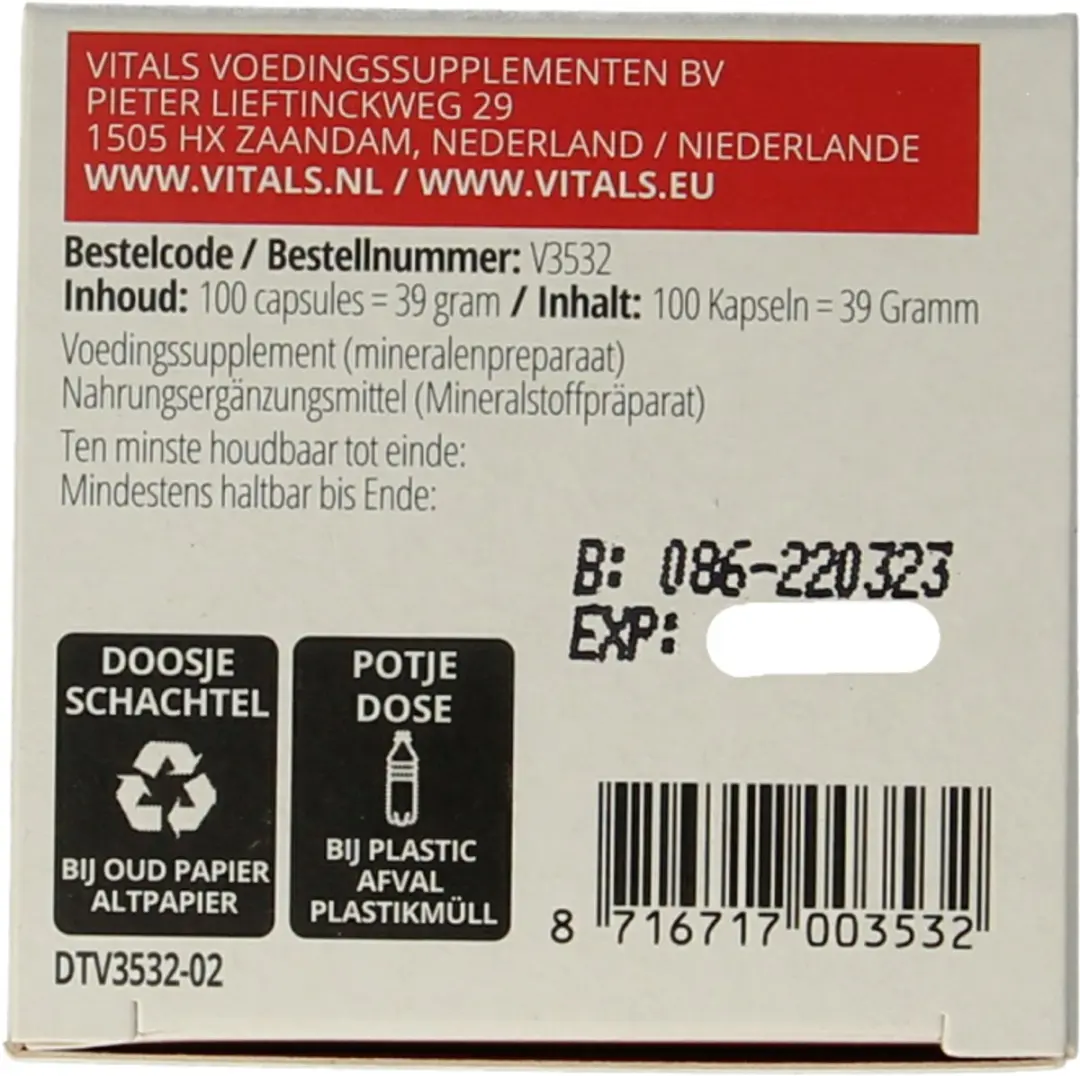 Vitals Jodium Biologisch 150mcg - 100 Capsules - uit Knotswier