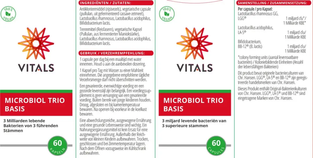 Vitals Microbiol Trio Basis 60 Capsules - 3 miljard bacteriën