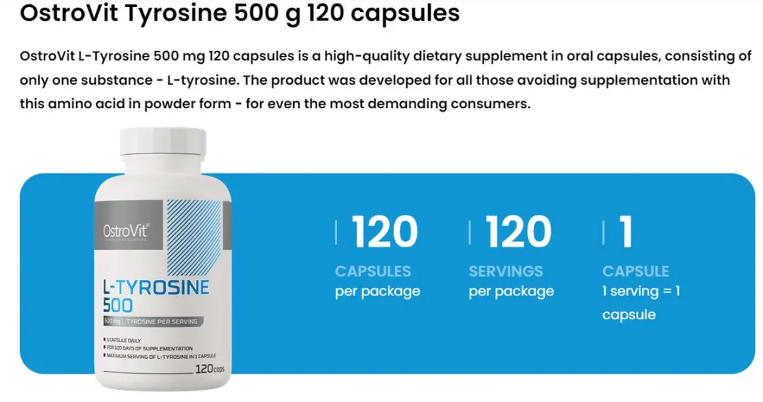 OstroVit L-Tyrosine 500mg - 120 Capsules