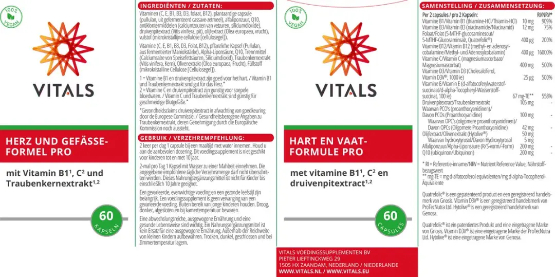 Vitals Hart en Vaatformule Pro - 60 Capsules