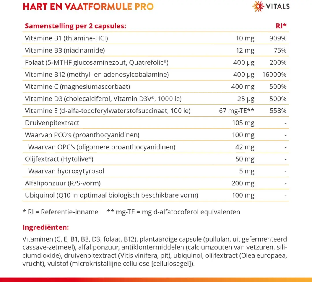 Vitals Hart en Vaatformule Pro - 60 Capsules