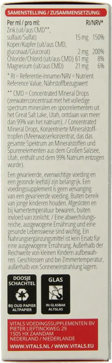 Vitals Elementair Zink & Koper 60ml
