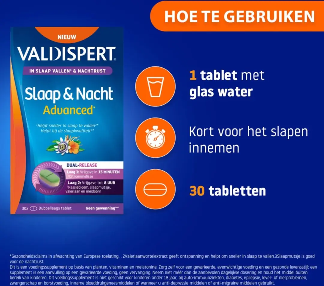 Valdispert Slaap & Nacht Advanced - 60 tabletten