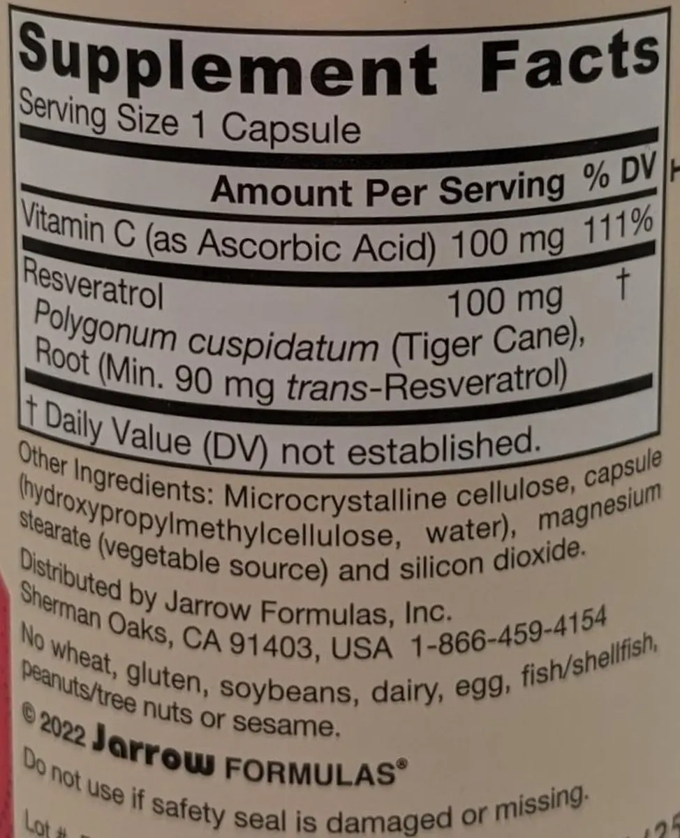 Jarrow Formulas Resveratrol 100mg - 120 Veg Capsules