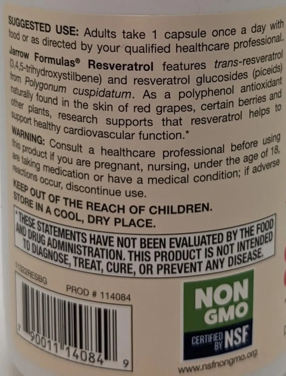 Jarrow Formulas Resveratrol 100mg - 120 Veg Capsules