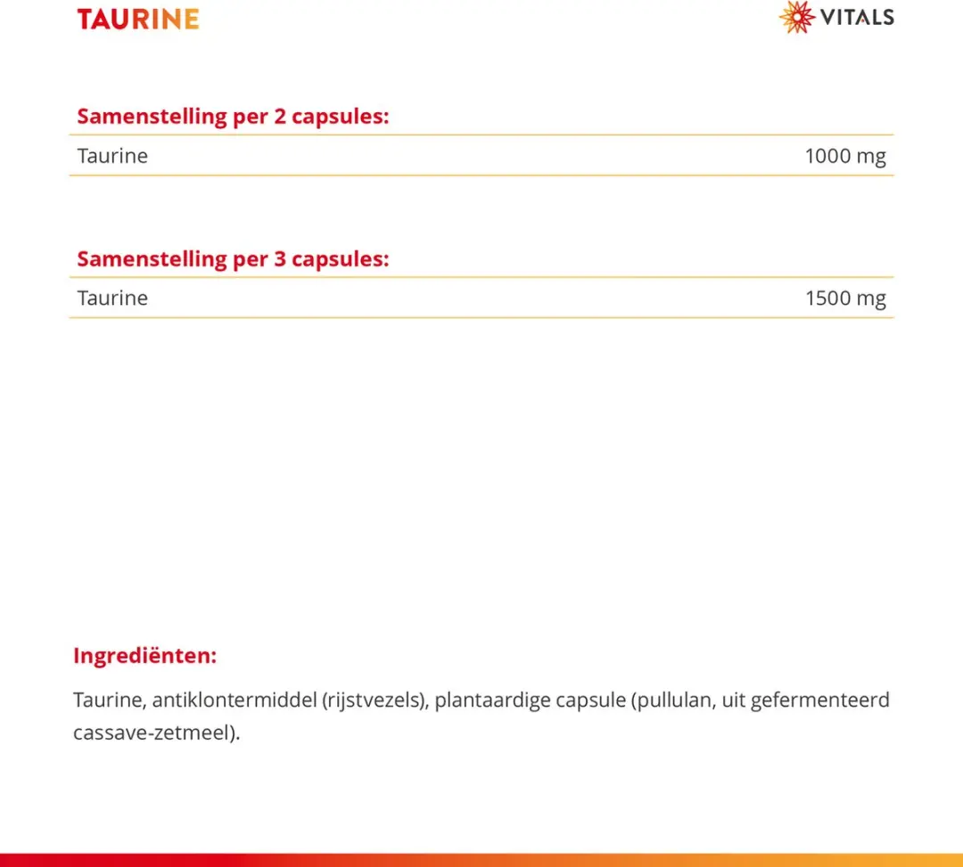 Vitals Taurine 500mg - 60 Capsules