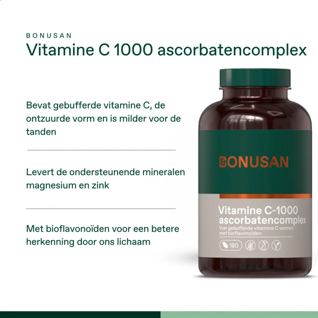 Bonusan Vitamine C 1000 Ascorbatencomplex 180 Tabletten - Met Zink & Magnesium