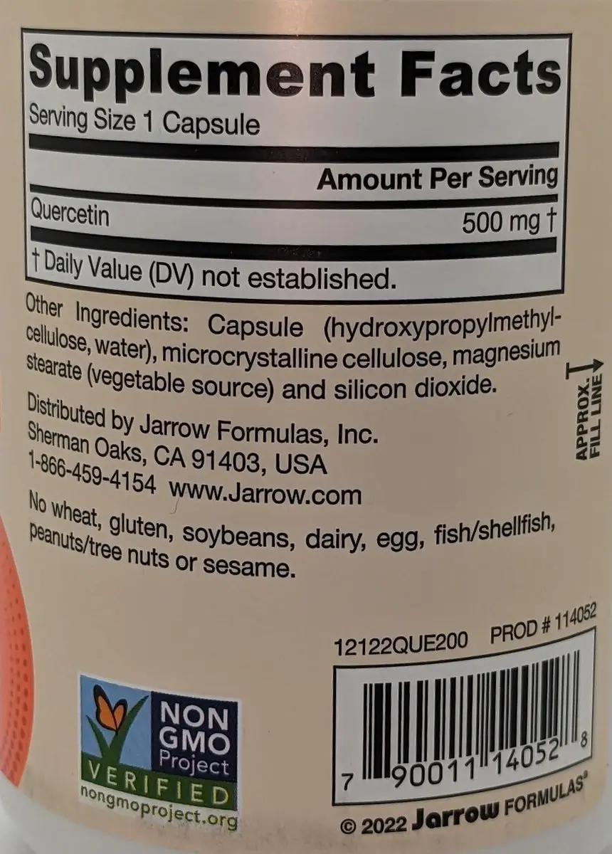 Jarrow Formulas Quercetin 500mg - 200 Capsules