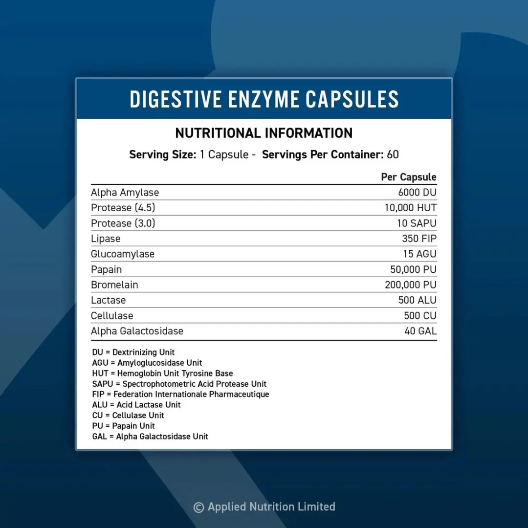 Applied Nutrition Digestive Enzyme 60 Capsules