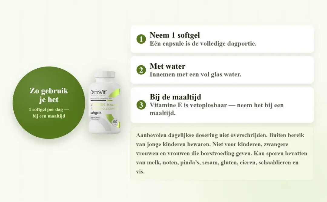 OstroVit Vitamine E Natuurlijk Tocoferolcomplex 90 Capsules - Pillendoos