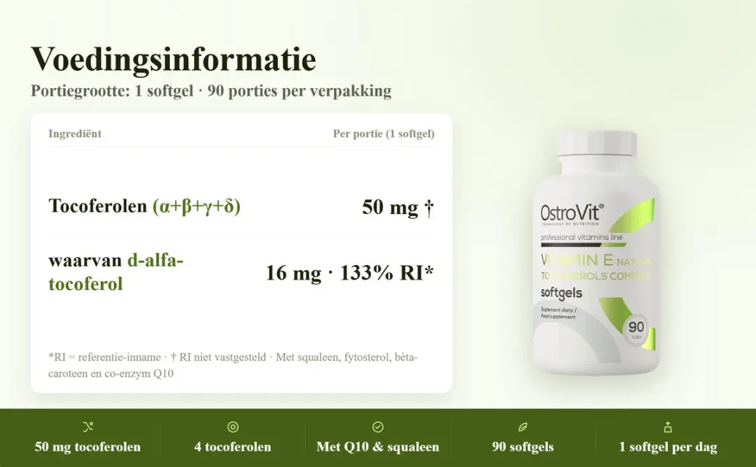 OstroVit Vitamine E Natuurlijk Tocoferolcomplex 90 Capsules - Pillendoos