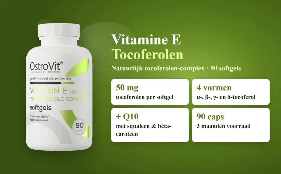 OstroVit Vitamine E Natuurlijk Tocoferolcomplex 90 Capsules - Pillendoos