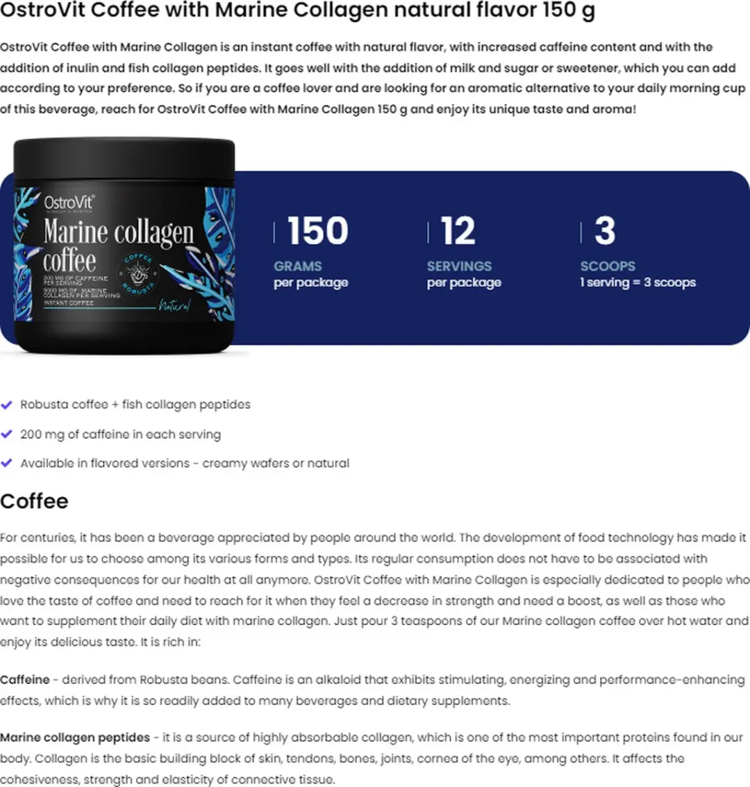 OstroVit Koffie met Marine Collageen 150g