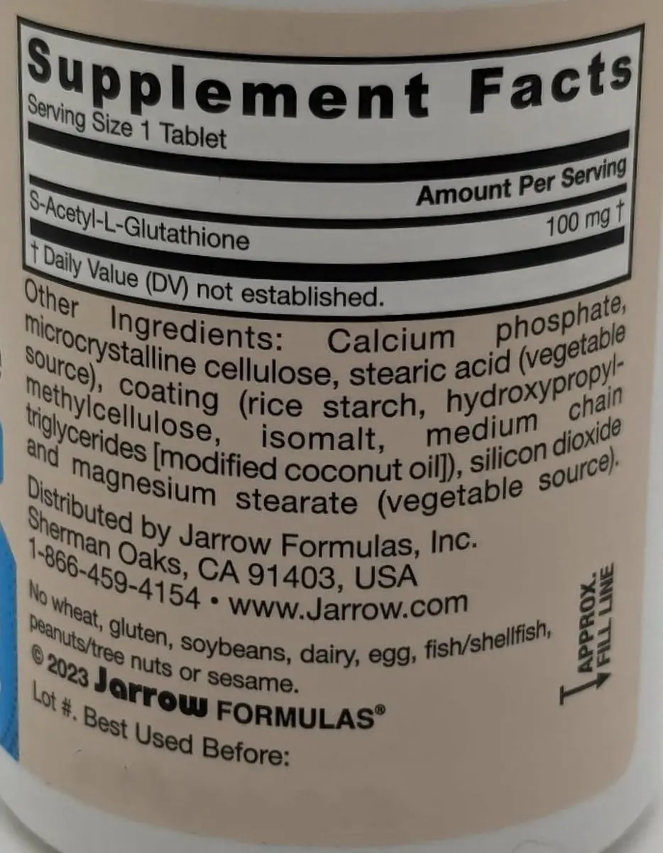 Jarrow Formulas S-Acetyl L-Glutathione 100mg - 60 Tabletten