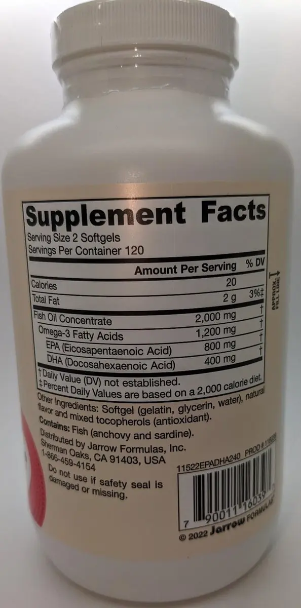 Jarrow Formulas EPA-DHA Premium Balance Visolie 1000mg - 240 Softgels