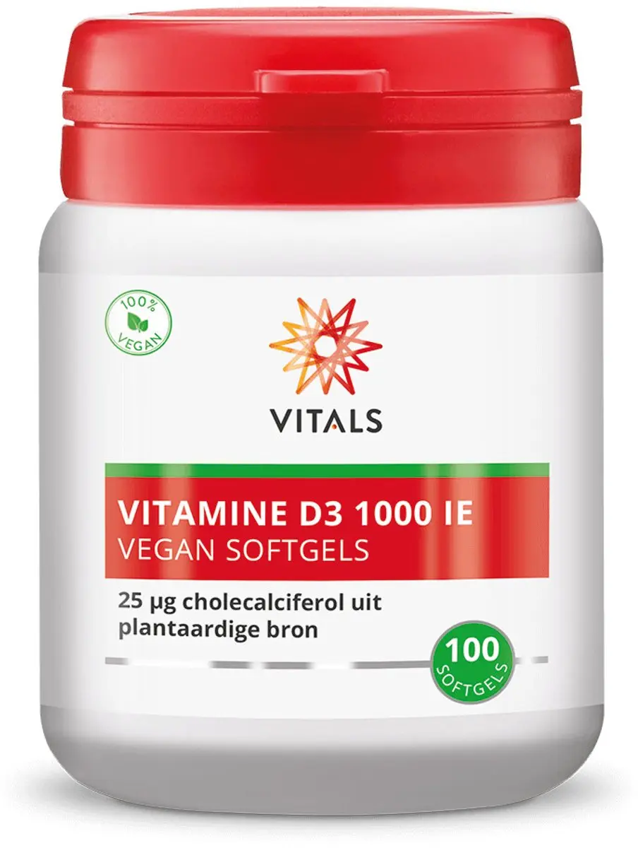 Vitals Vitamine D3 1000 IE 100 Softgels - Plantaardig