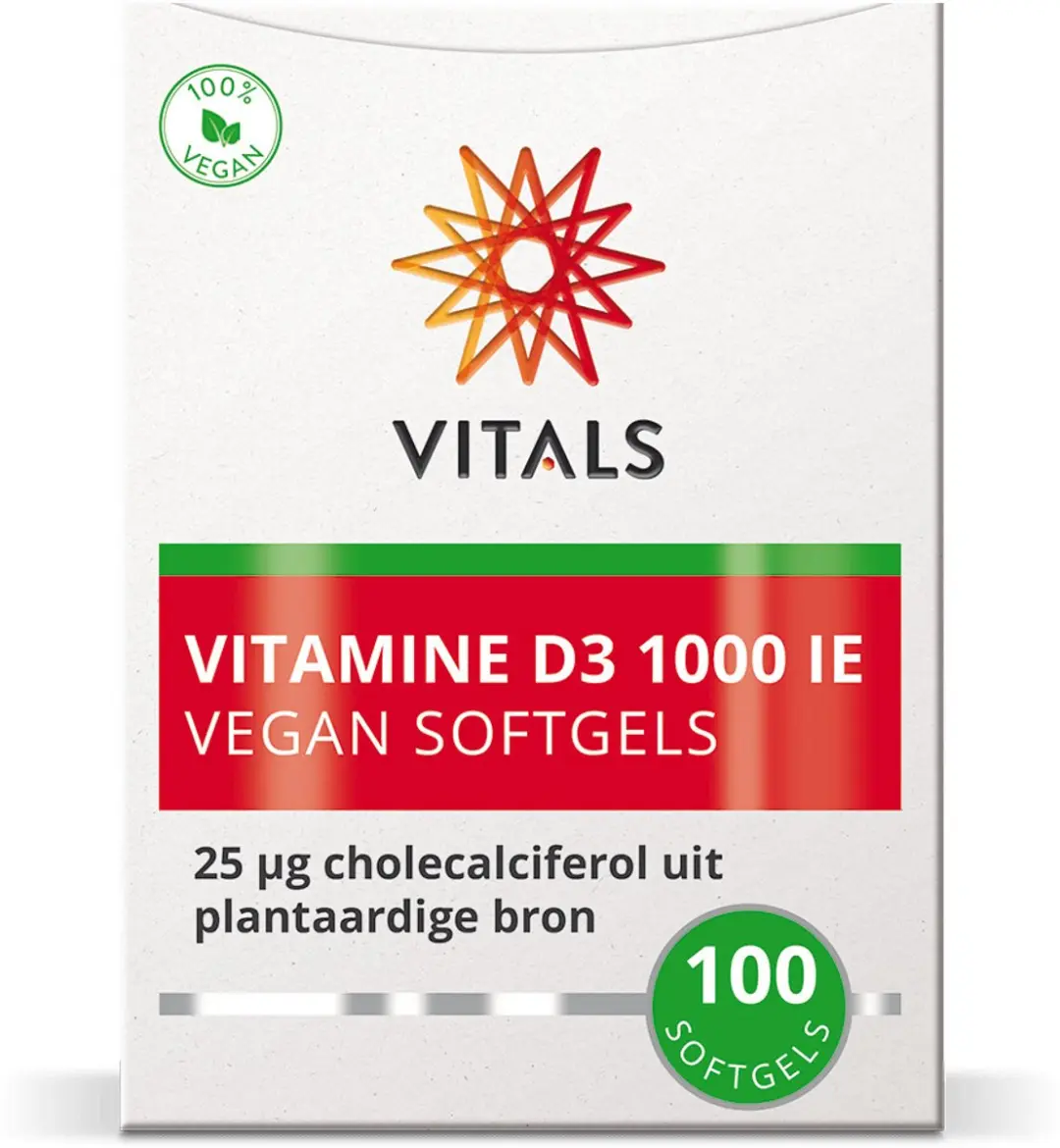 Vitals Vitamine D3 1000 IE 100 Softgels - Plantaardig