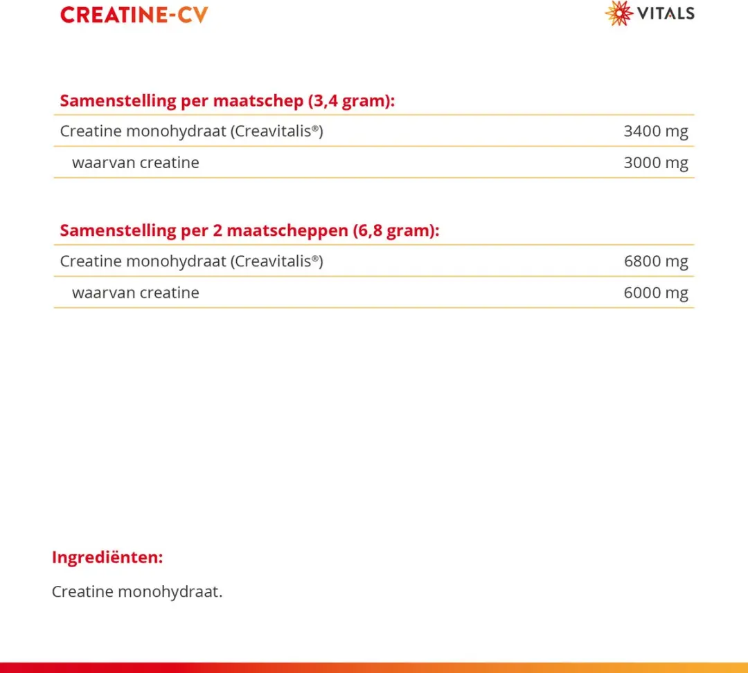 Vitals Creatine-CV 300g Poeder - Zuiver Monohydraat